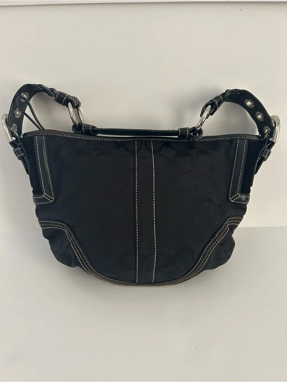 Coach Black Soho/Hampton Signature C Hobo Half Moon Bag Y2K